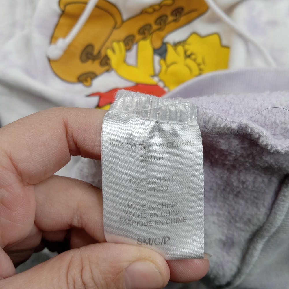 The Simpsons Hoodie Mens Small Tie Dye Lisa Simpson Fleece Pullover Sweatshirt - Picture 3 of 7
